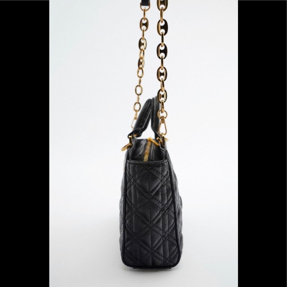 Zara BLACK QUILTED MINI CITY BAG - Picture 5 of 10